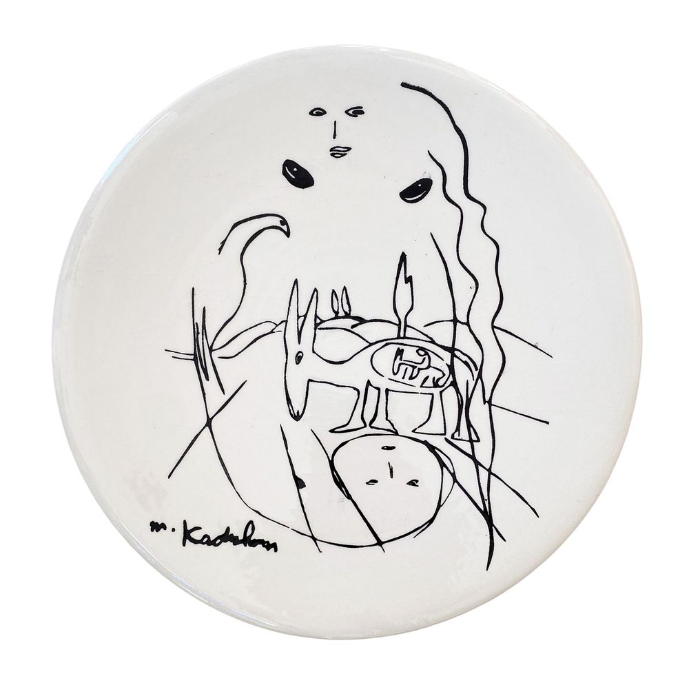 Kadishman Oil Painting On Ceramic Plate - 27CM