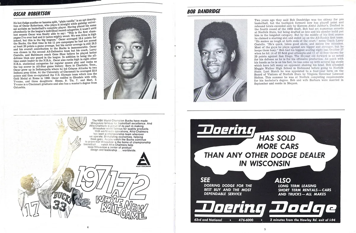 NBA Playoff 1972 Program - Bucks Vs Lakers 5