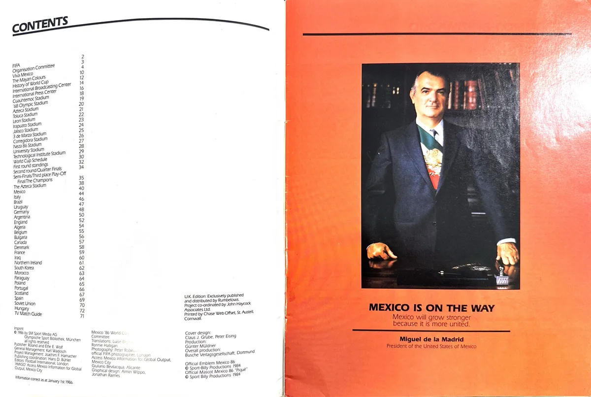 Officall FIFA World Cup 1986 Program 2