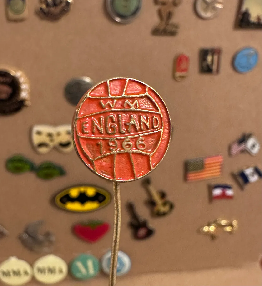 1966 W.M.A England Basketball Stick Pin - Vintage Sports Enamel Badge