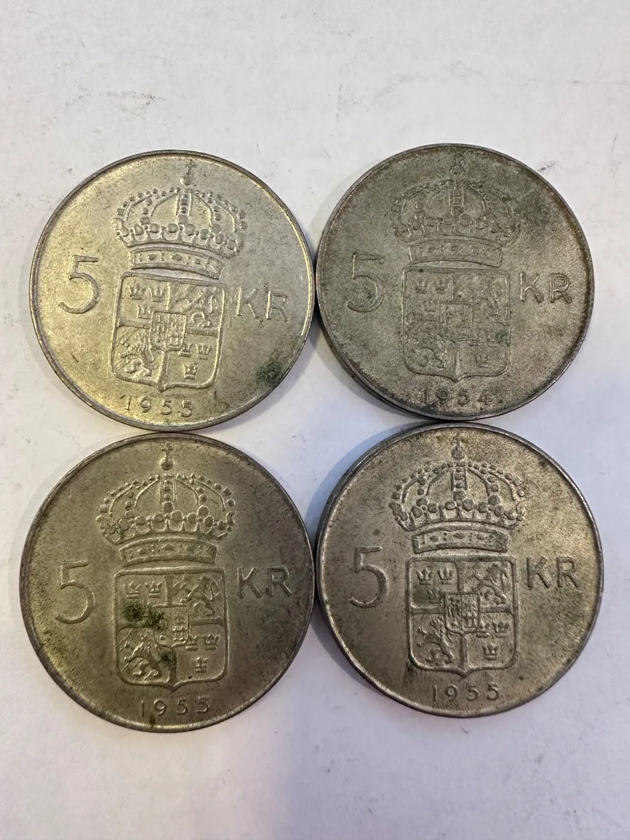 Sweden Silver Coin Lot – Gustaf VI Adolf – 5 Kronor & Kronor (1953–1955) – 72.19g