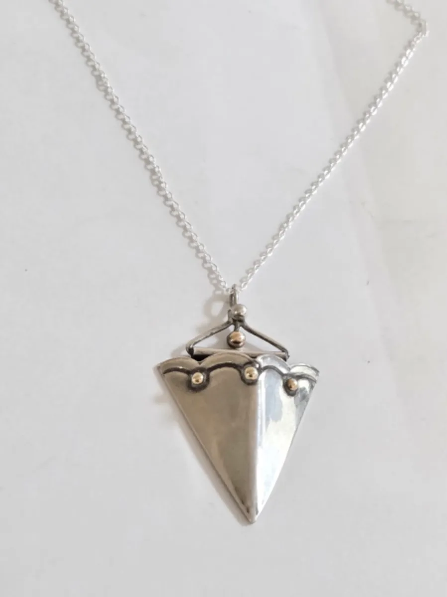 Sterling Silver 925 Necklace Handmade Pendant Gold Gilded Signed 2