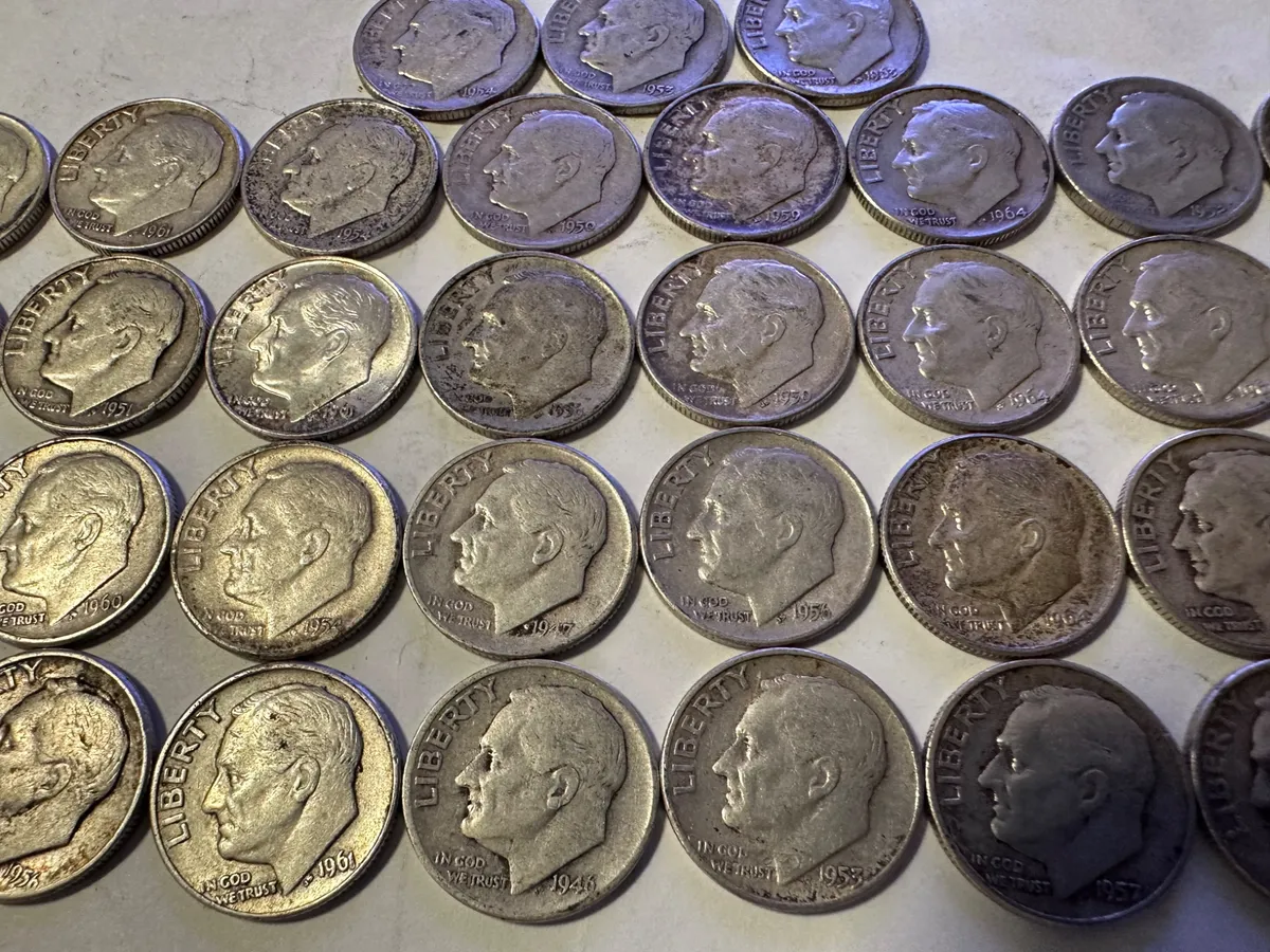 Silver Roosevelt Dime Lot 1946 to 1964 90 Percent Silver US Dimes 3