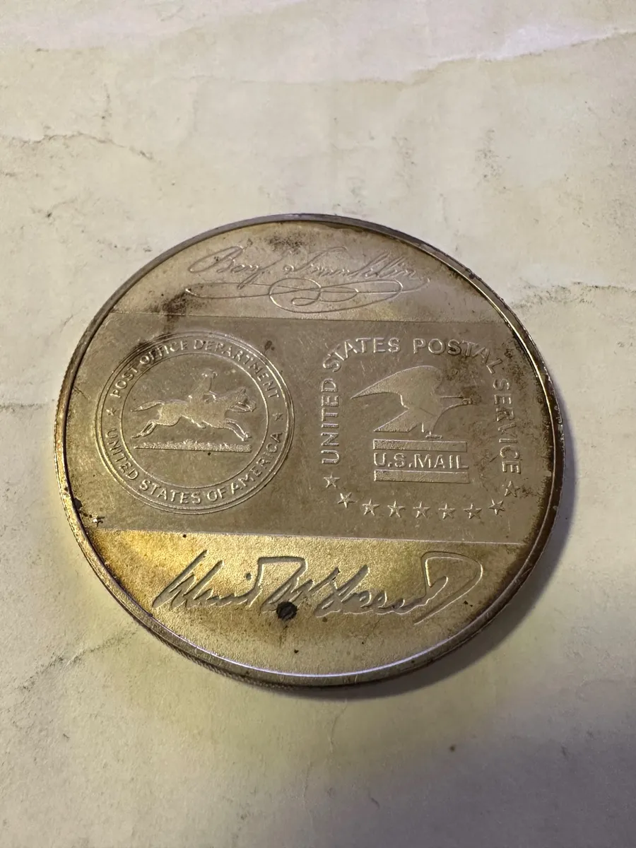 1971 Franklin Mint Sterling Silver USPS Commemorative Medal Benjamin Franklin Winton M Blount 2
