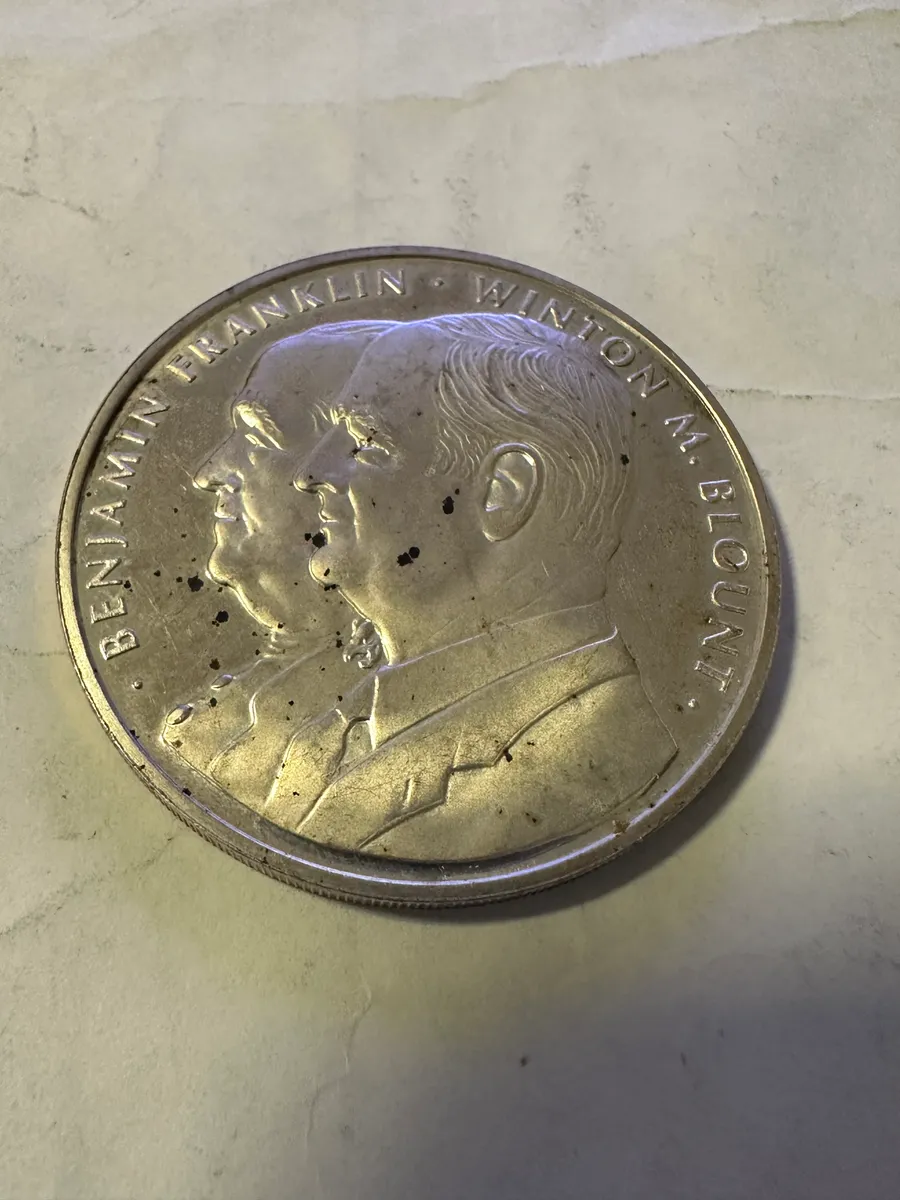 1971 Franklin Mint Sterling Silver USPS Commemorative Medal Benjamin Franklin Winton M Blount