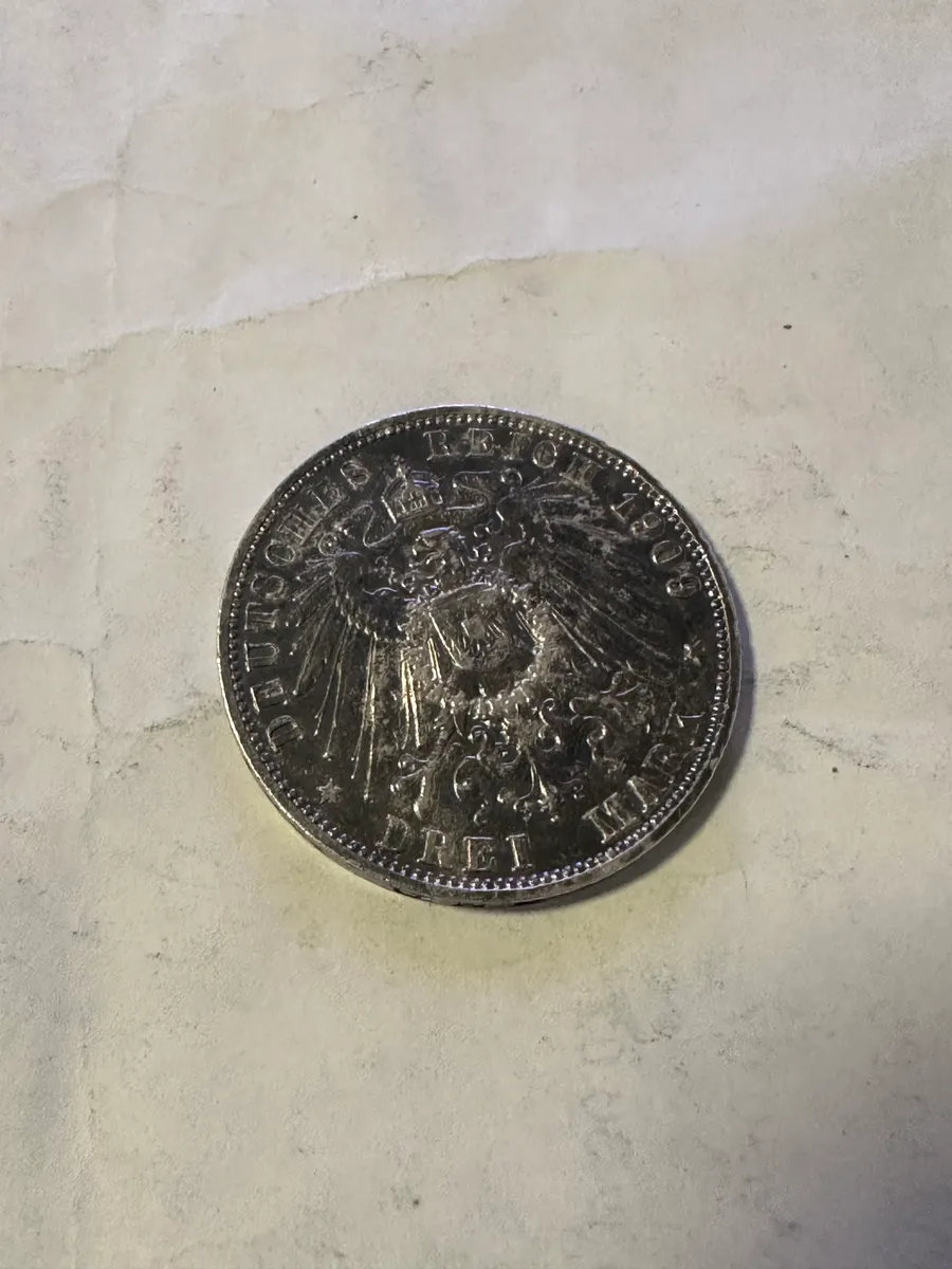 German Empire 3 Mark Silver Coin Wilhelm II 16.52g .900 Silver Deutsches Reich Eagle 2