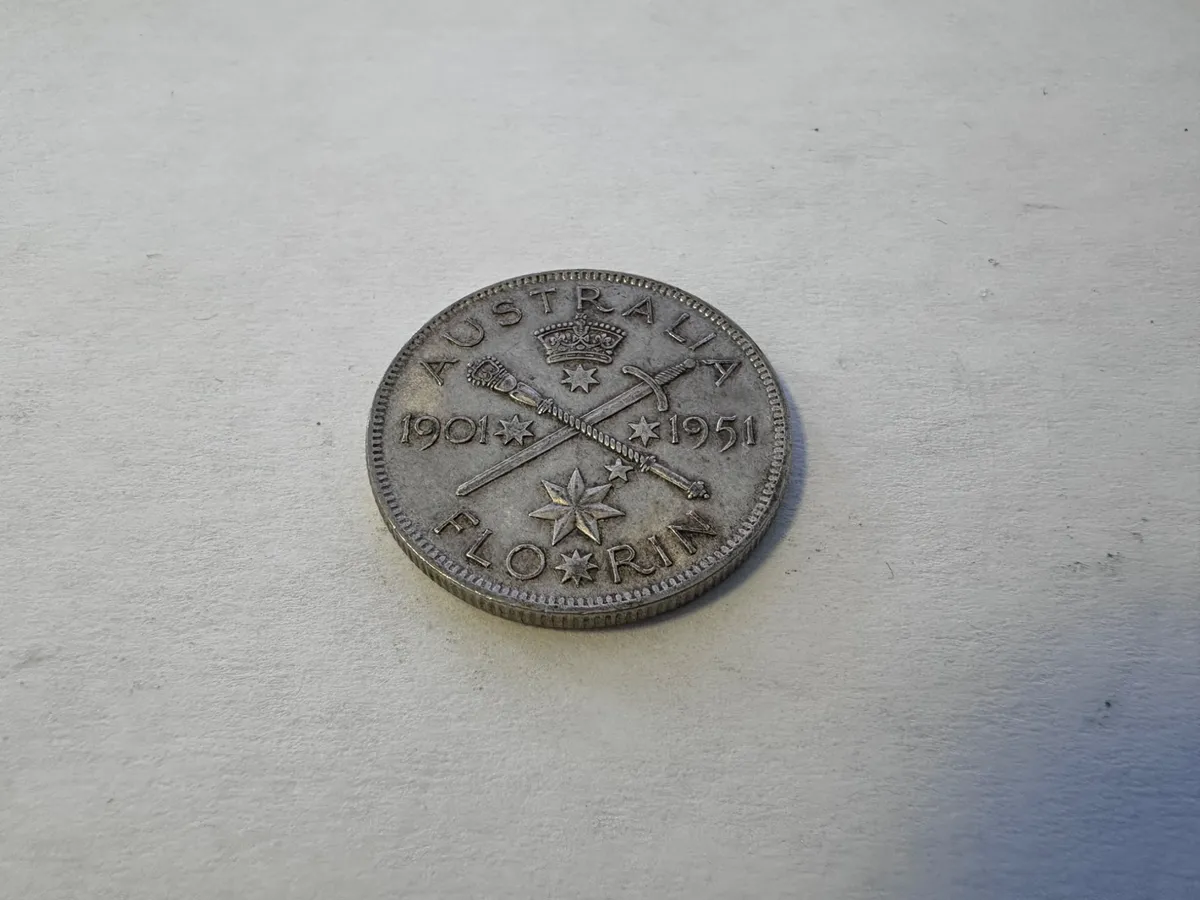 Australia 1951 Florin Silver Coin - Federation Jubilee 2
