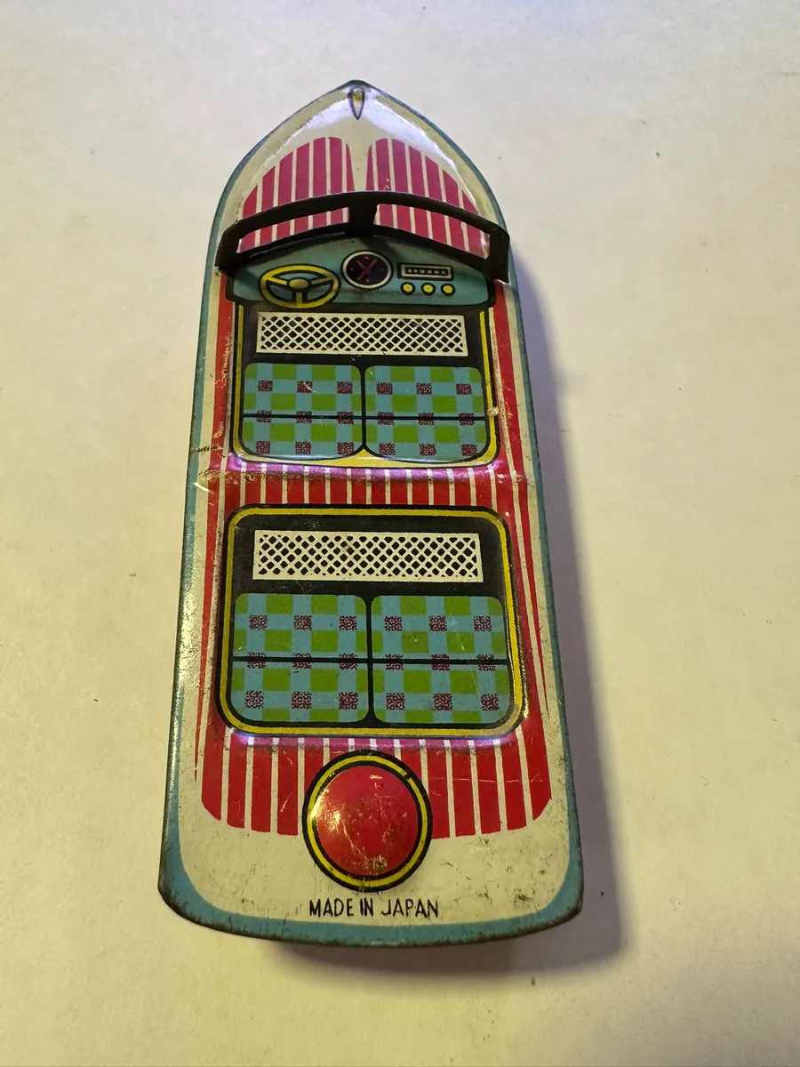 Vintage Japanese Tin Toy Boat Painted Tinplate 3