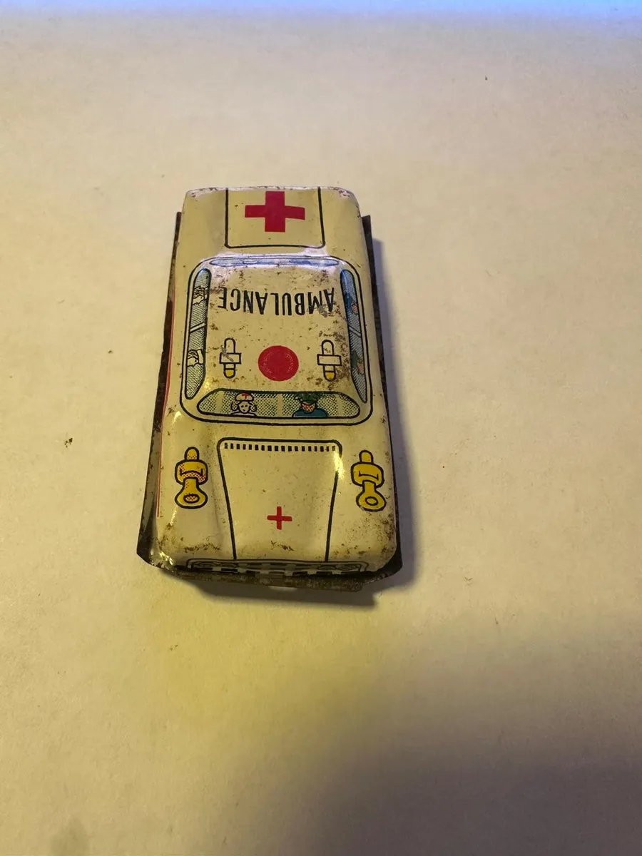 Vintage Tin Toy Car - Ambulance - Lithographed Metal, Japan Style
