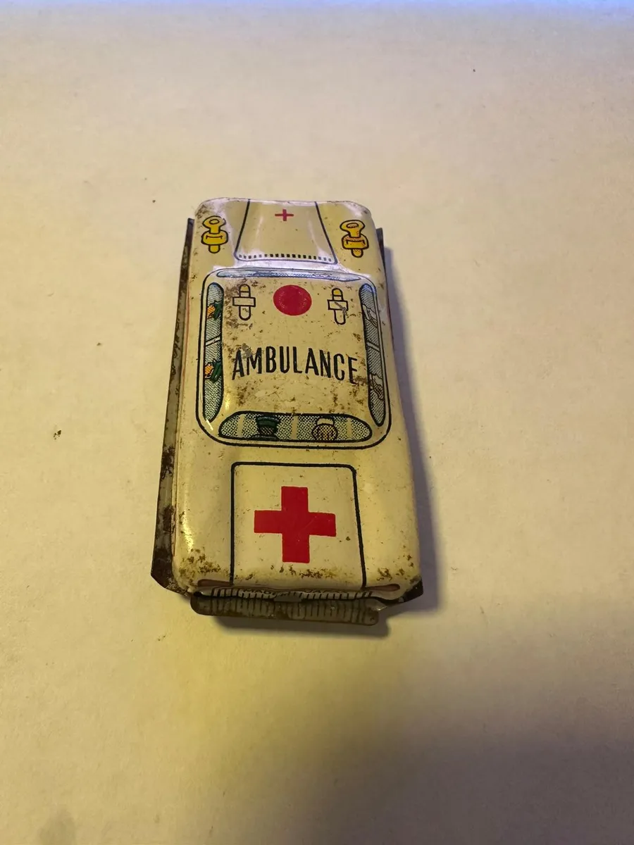 Vintage Tin Toy Car - Ambulance - Lithographed Metal, Japan Style 2