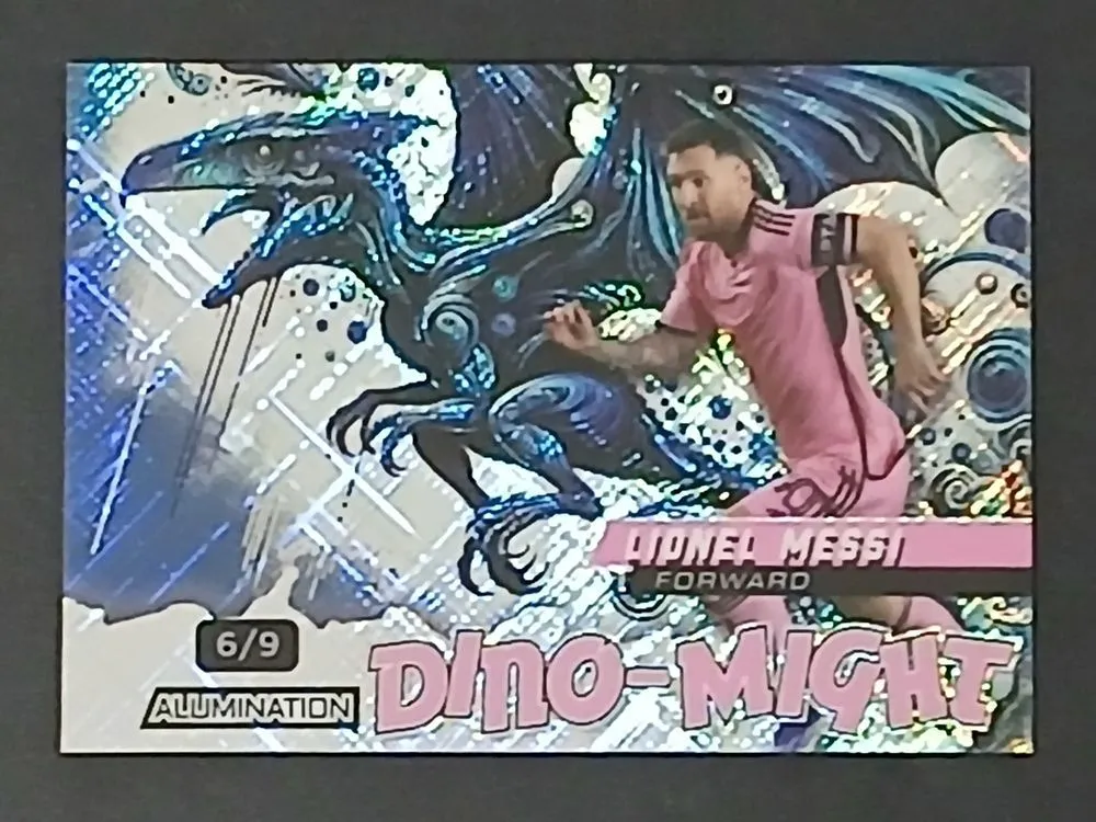 Lionel Messi Dino-Might /9 - Aluminations - Case Hit - Miami - Soccer Insert Card