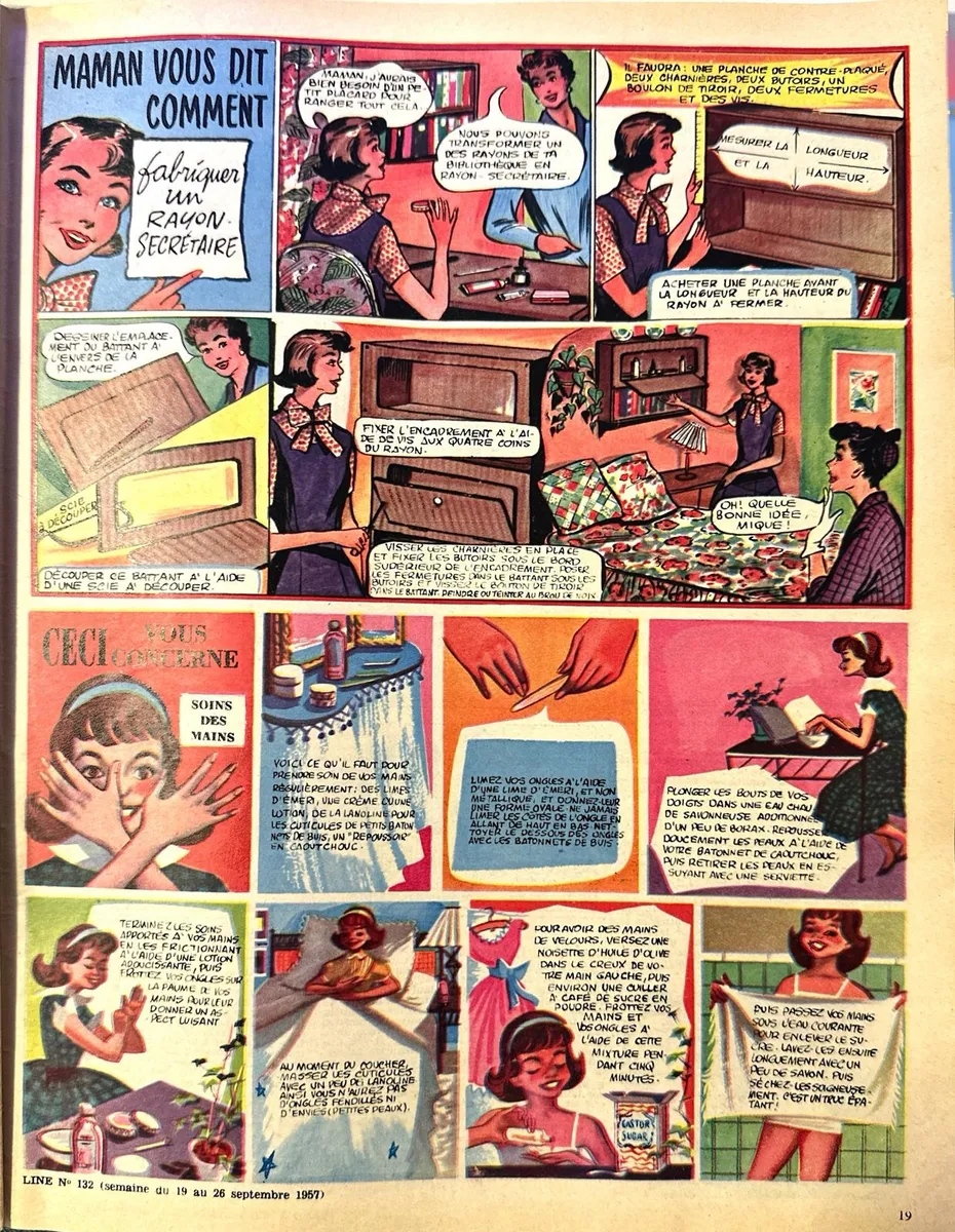 Vintage 1957 French Girls Magazine LINE No.132 – Complete Issue – Comics, Fashion & Illustration 3