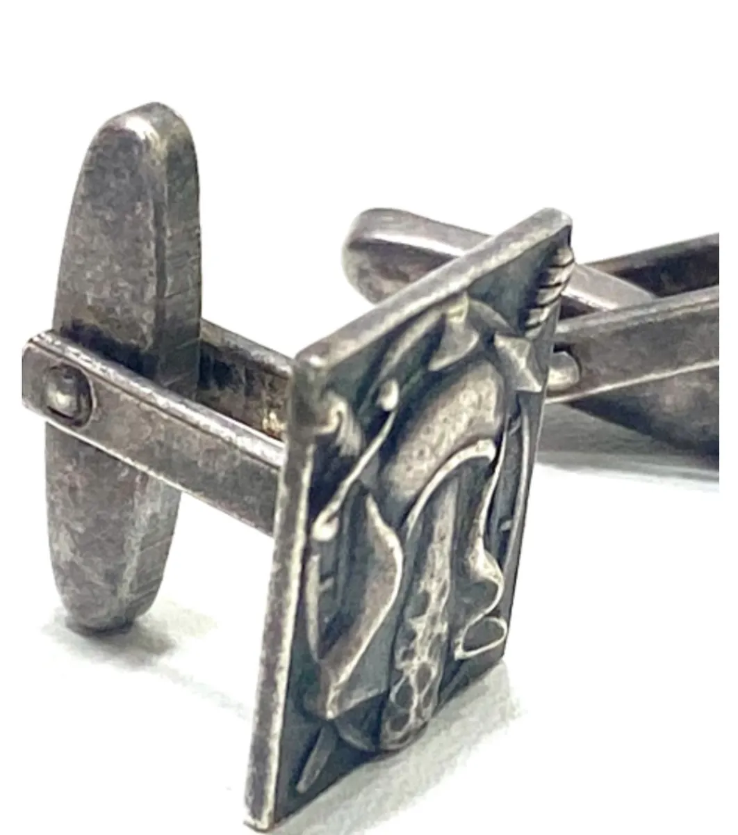 Genuine Vintage Soviet USSR "ЛЮМ" Leningrad Heraldic Warrior Cufflinks 2