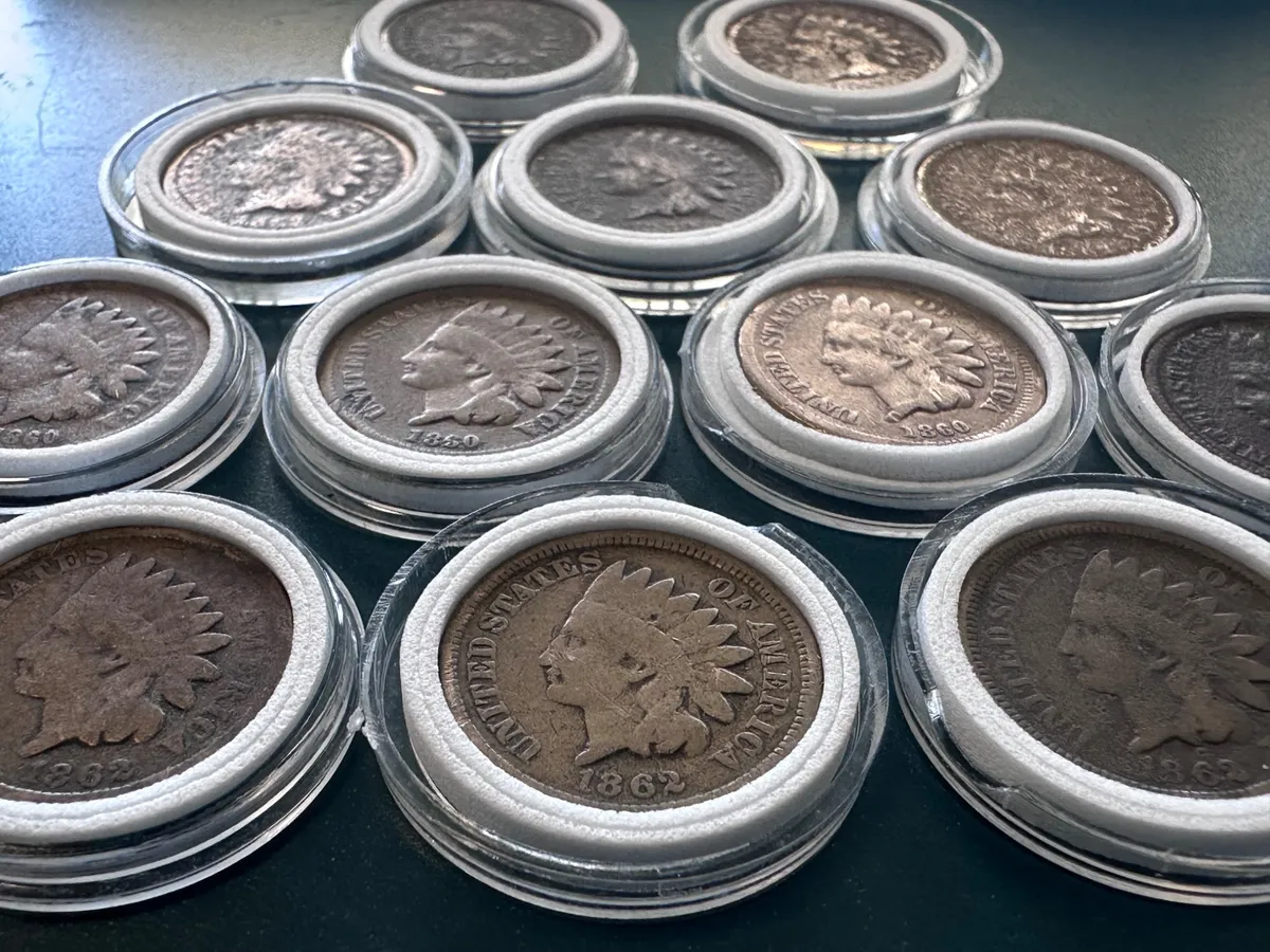 Lot of 12 Early Indian Head Pennies (1859-1864) — Verified Heavy Copper-Nickel Civil War Cents 3