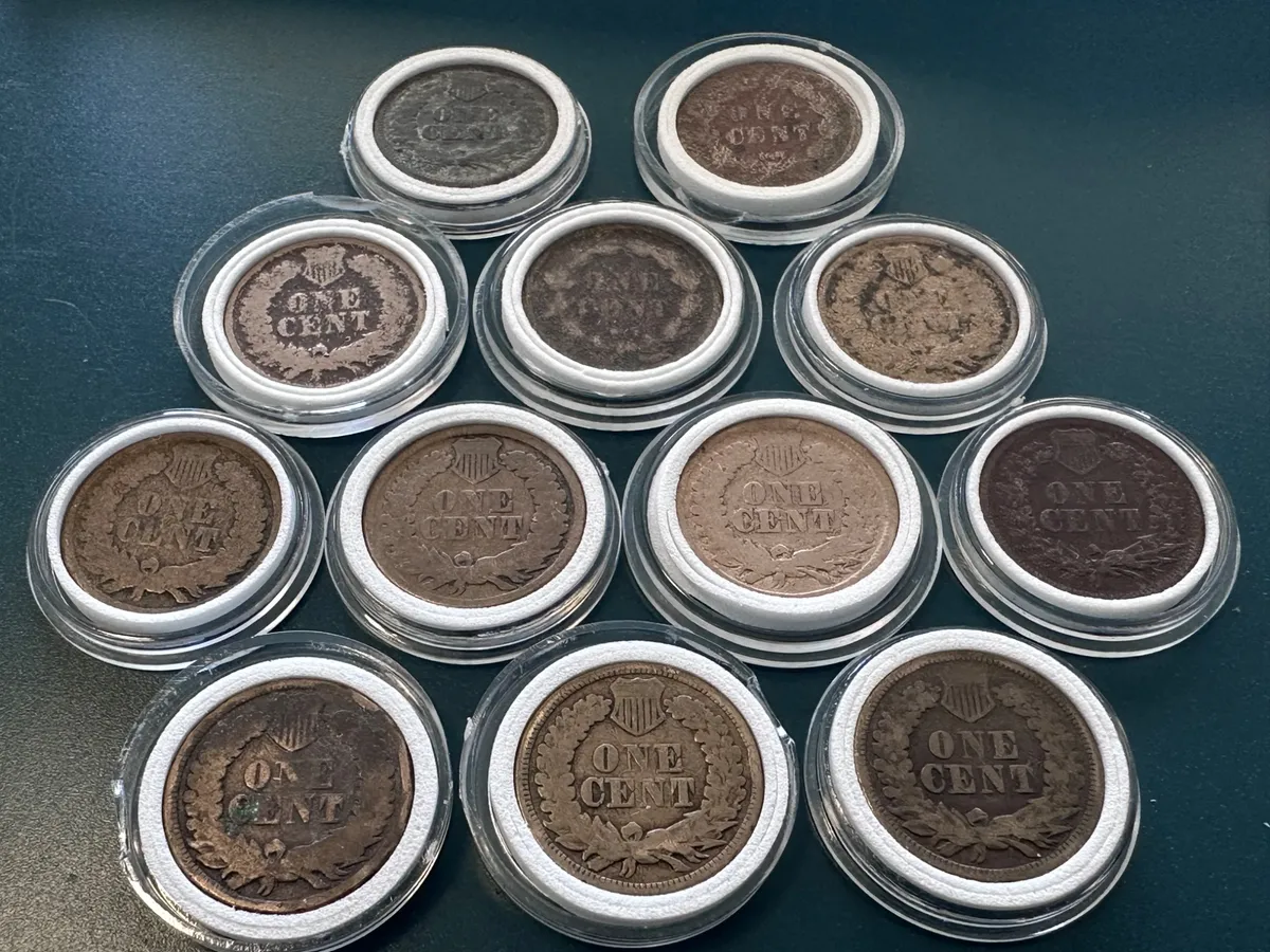 Lot of 12 Early Indian Head Pennies (1859-1864) — Verified Heavy Copper-Nickel Civil War Cents 5