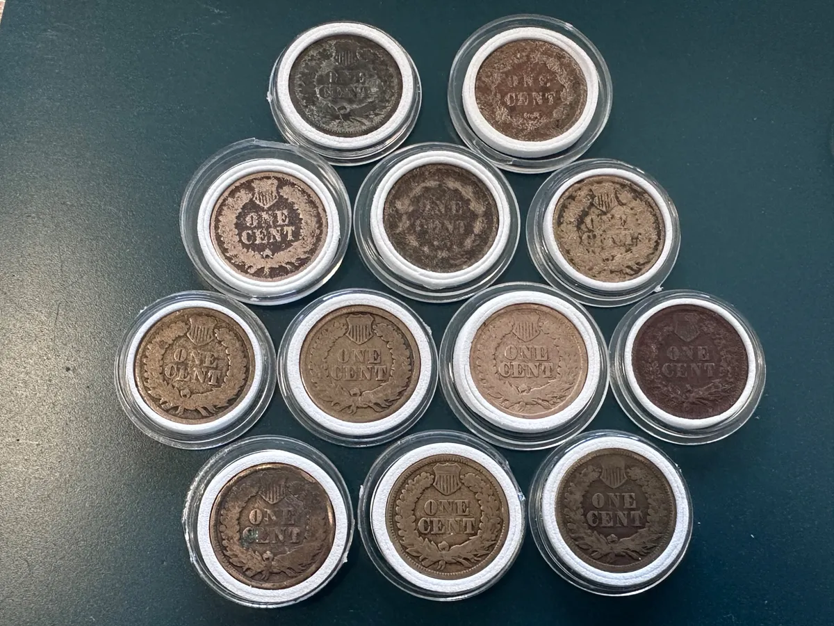 Lot of 12 Early Indian Head Pennies (1859-1864) — Verified Heavy Copper-Nickel Civil War Cents 8