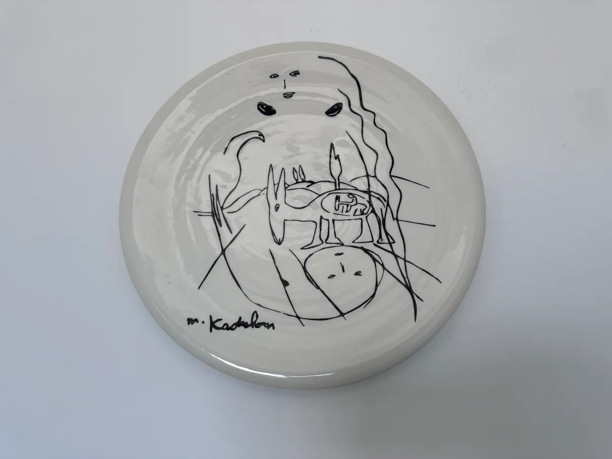 Menashe Kadishman Signed Ceramic Art Plate 4