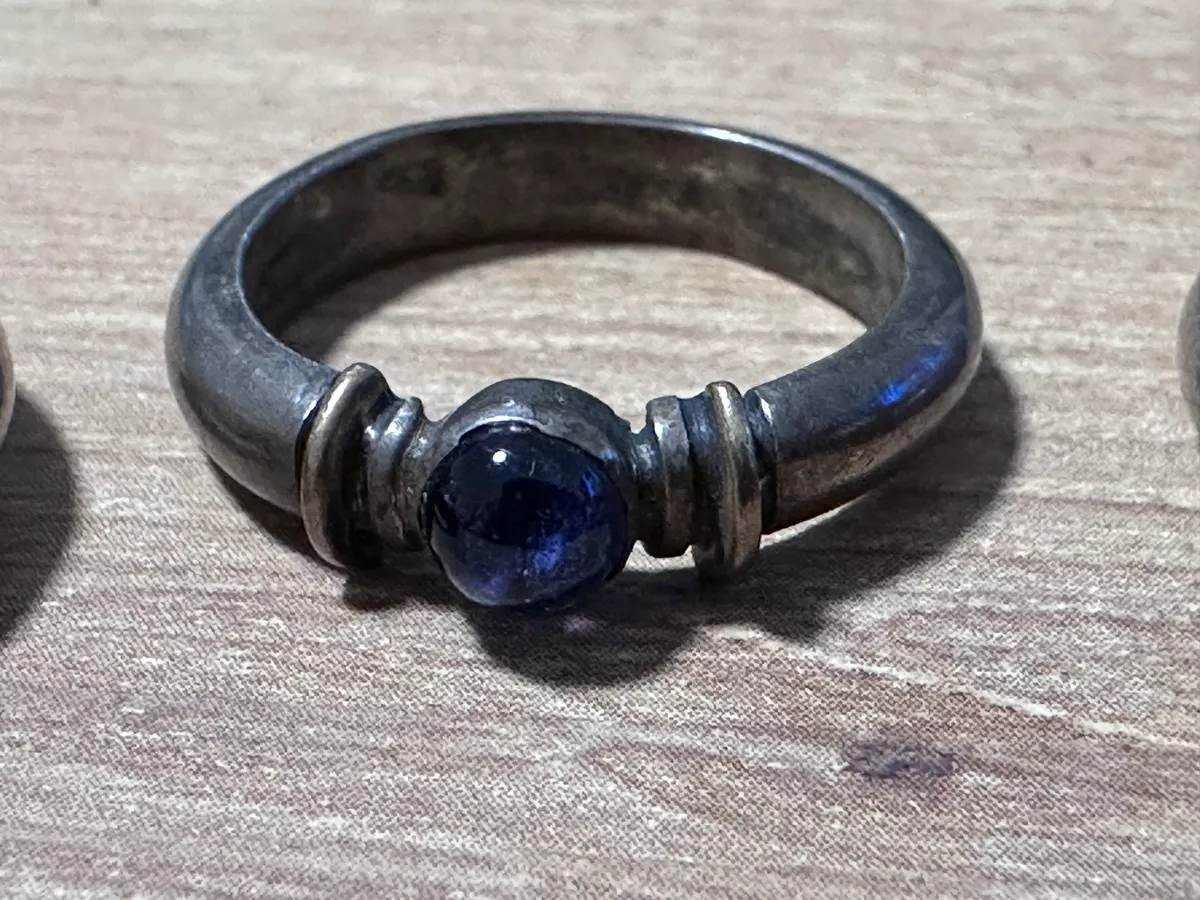 Set of 4 Vintage Silver Rings with Gemstone Cabochons 6