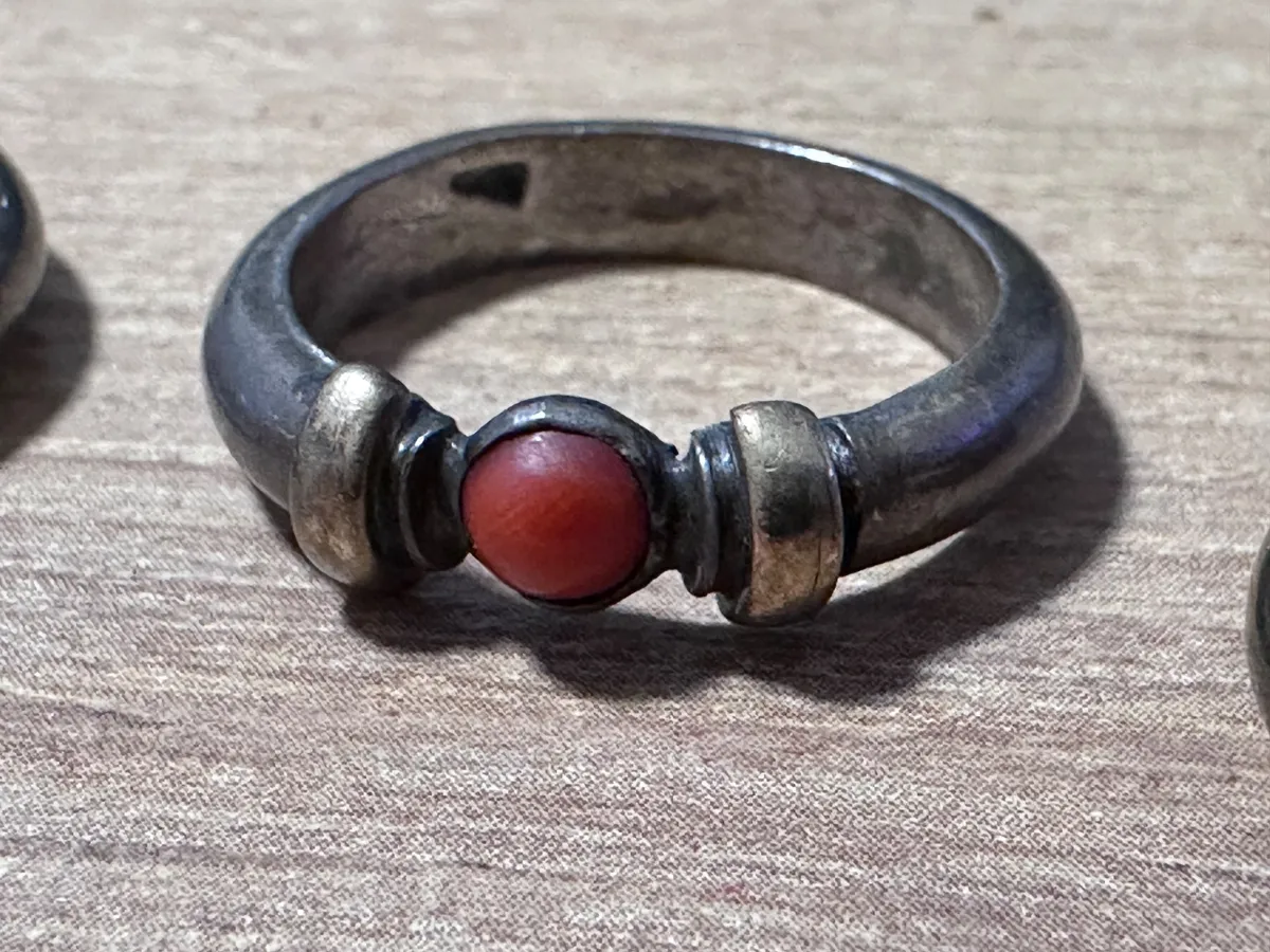 Set of 4 Vintage Silver Rings with Gemstone Cabochons 5