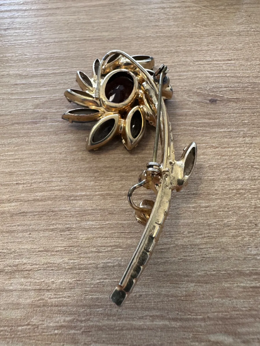 Vintage Czechoslovakian Rhinestone Flower Brooch, c. 1930s–1950s 5
