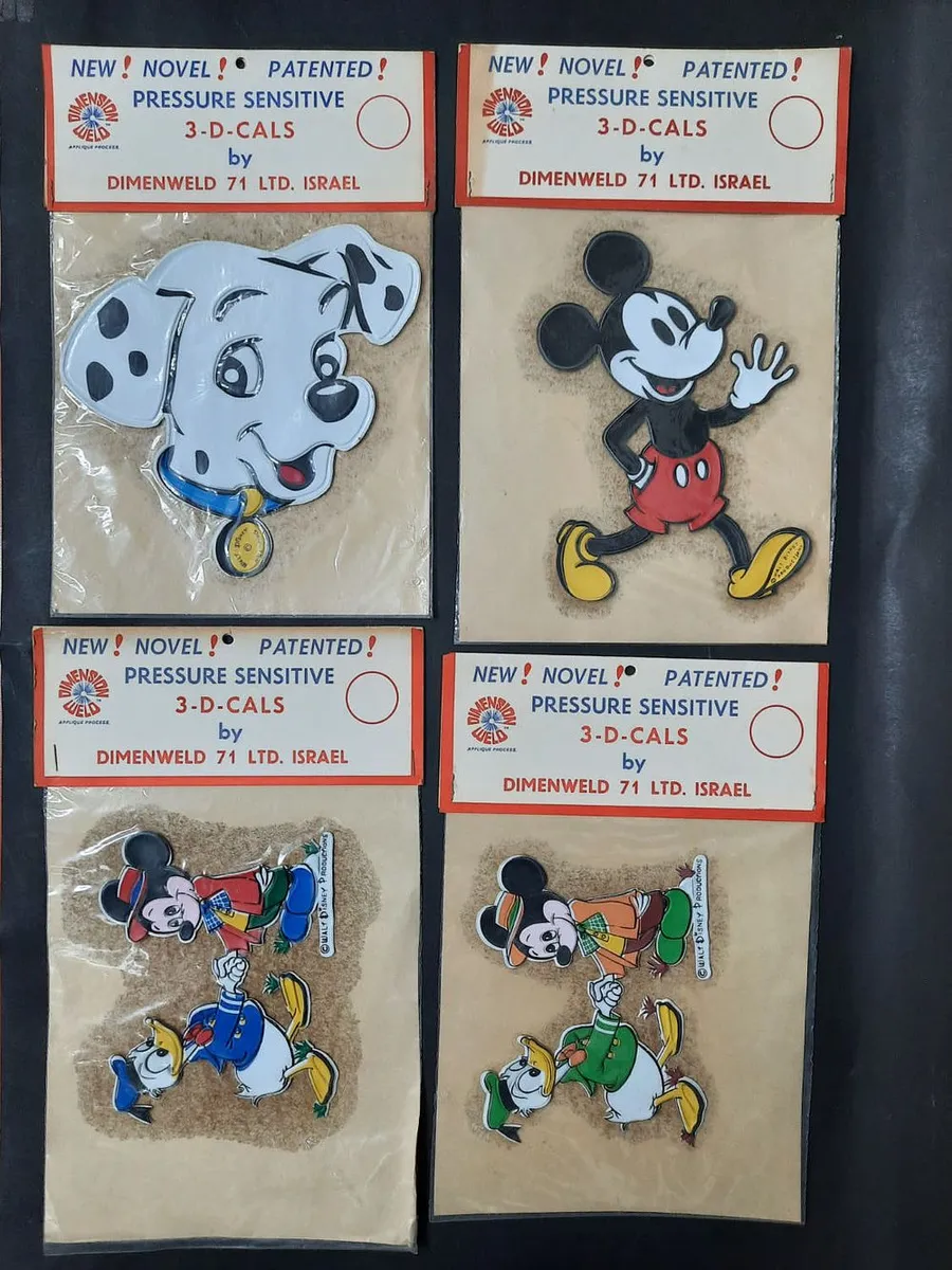 Vintage Israeli Disney 3-D-CALS Large Stickers by Dimenweld 71 - Set of 4 Sealed Packs