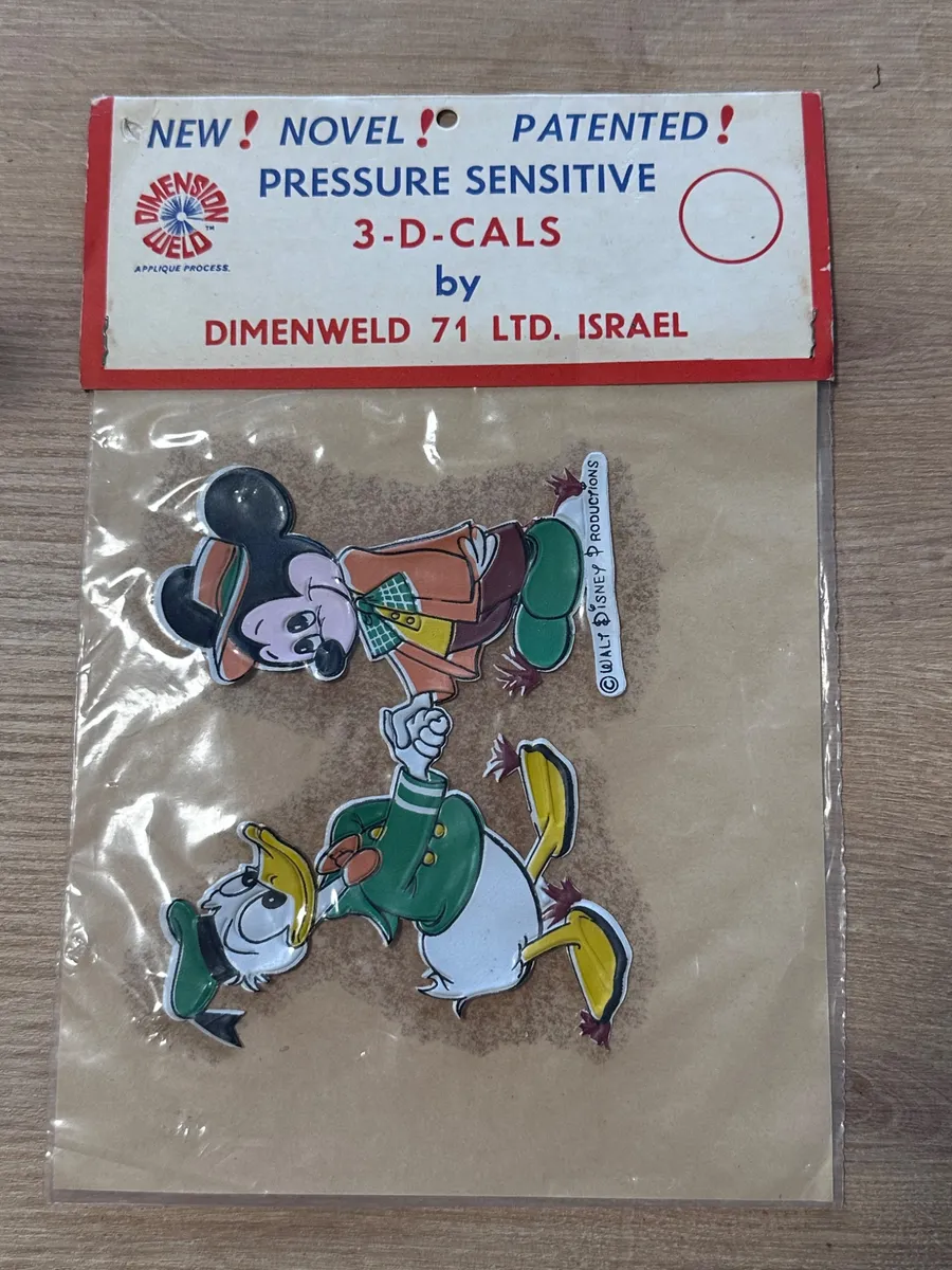 Vintage Israeli Disney 3-D-CALS Large Stickers by Dimenweld 71 - Set of 4 Sealed Packs 4