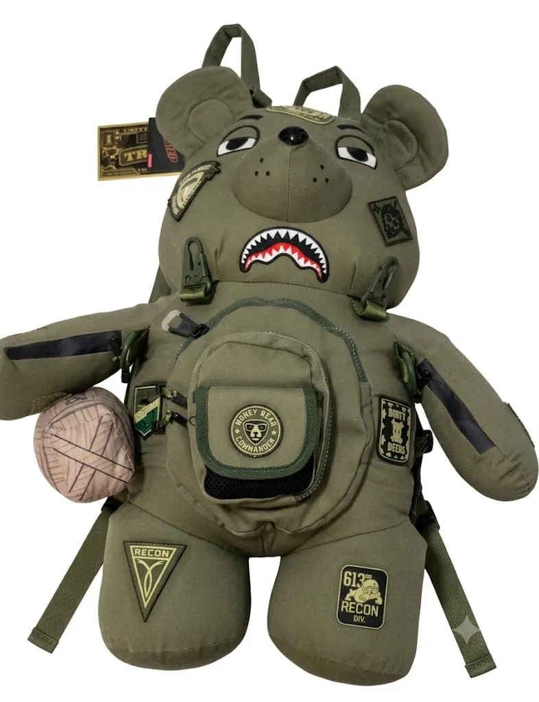 Sprayground Tactical Money Bear Backpack - Olive Green