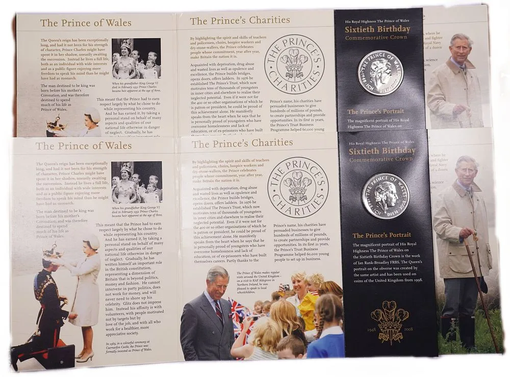 United Kingdom 2008 £5 Prince of Wales 60th Birthday Brilliant Uncirculated Coin Pack