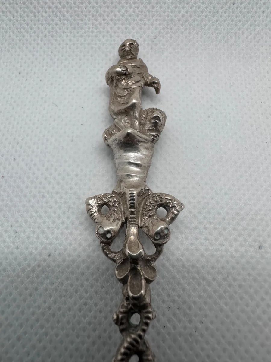 Dutch 833 Silver Serving Fork with Cast Figural Handle 5