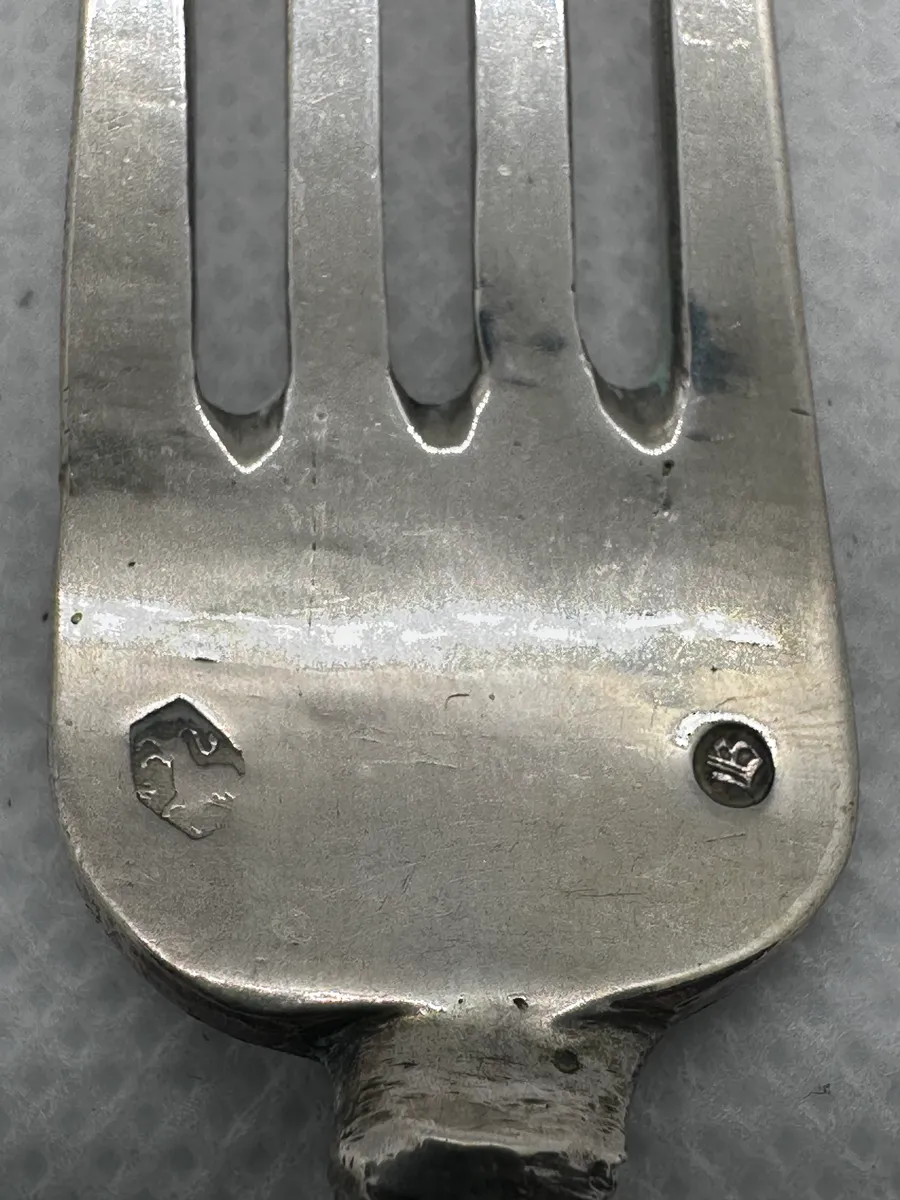Dutch 833 Silver Serving Fork with Cast Figural Handle 7
