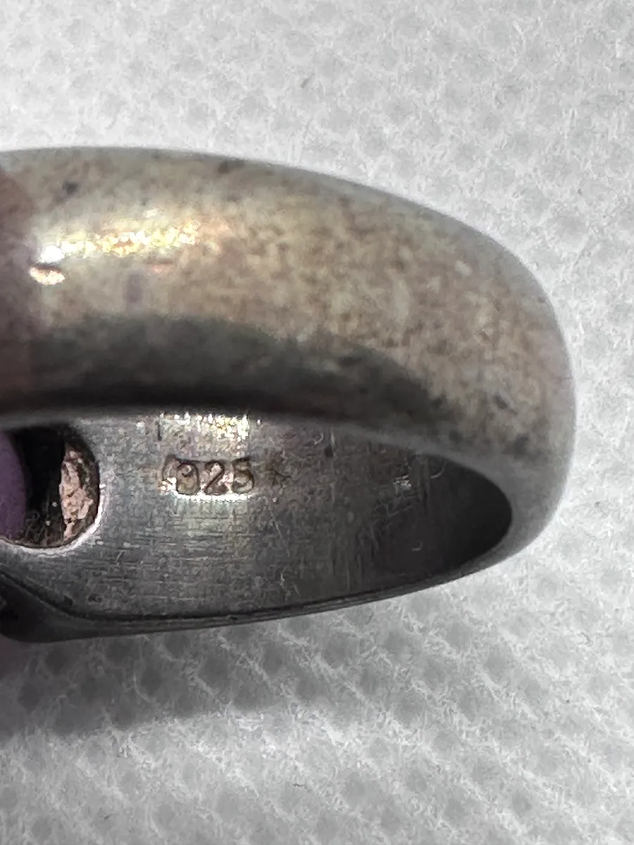 Sterling Silver Ring with Amethyst Cabochon 4