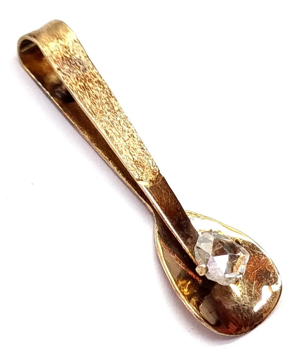 Gold Spoon Pendant with Diamond Accent