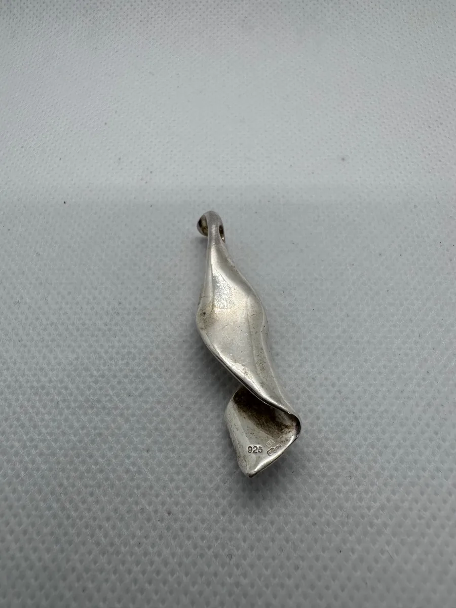 Modernist Textured Sterling Silver Twist Pendant 2