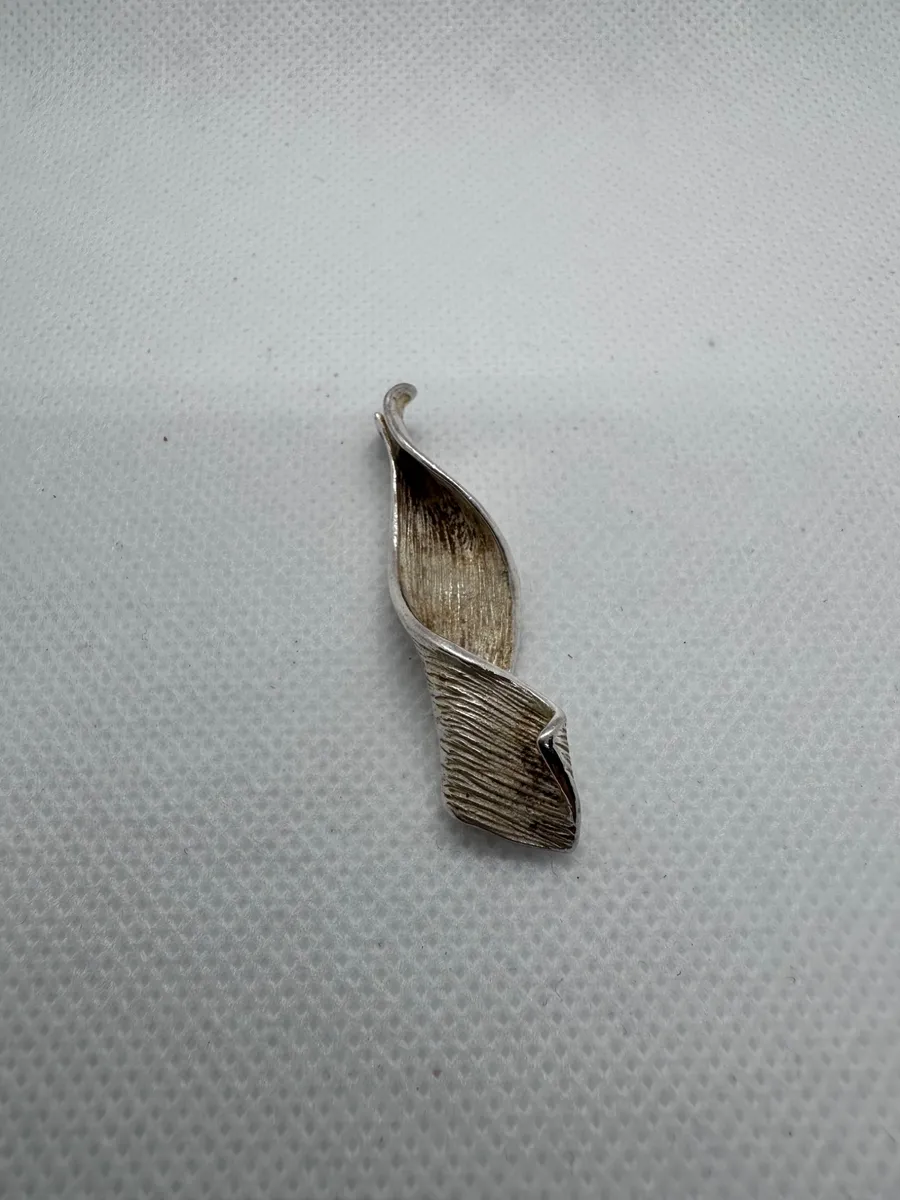 Modernist Textured Sterling Silver Twist Pendant