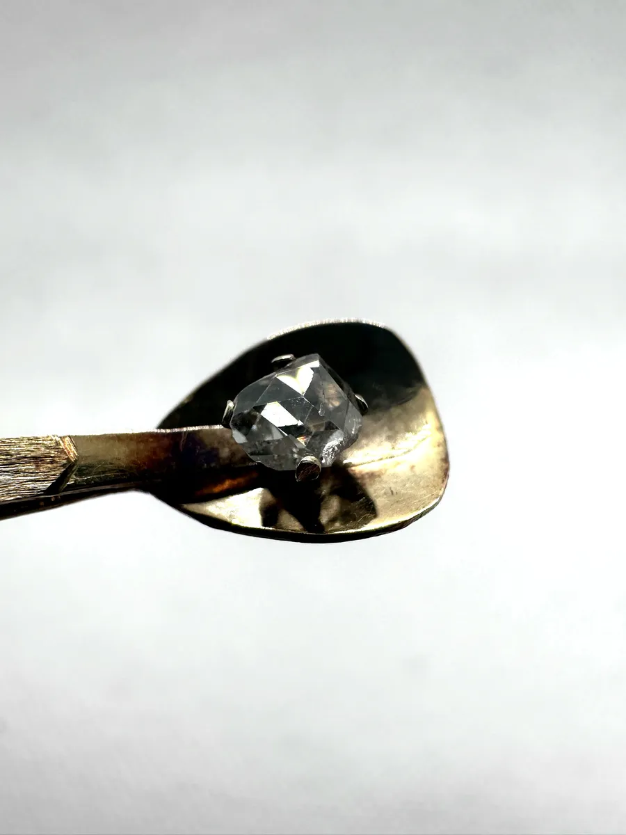 Antique Rose Cut Diamond Pendant, 14k Gold, Mid-Century Modernist Setting 2
