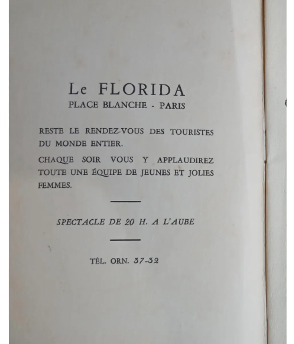 Le Florida Cabaret Programme, Paris, Late 1950s–Early 1960s 2