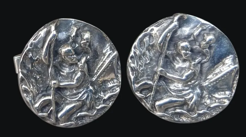 Fenwick & Sailors St. Christopher Sterling Cufflinks