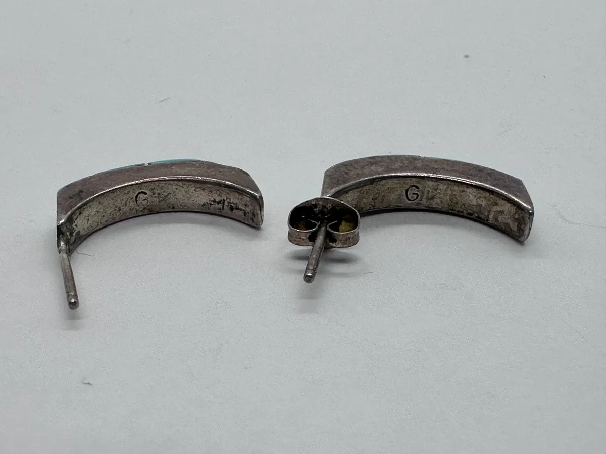 Vintage 925 Sterling Turquoise Channel Inlay Jewelry Set 2