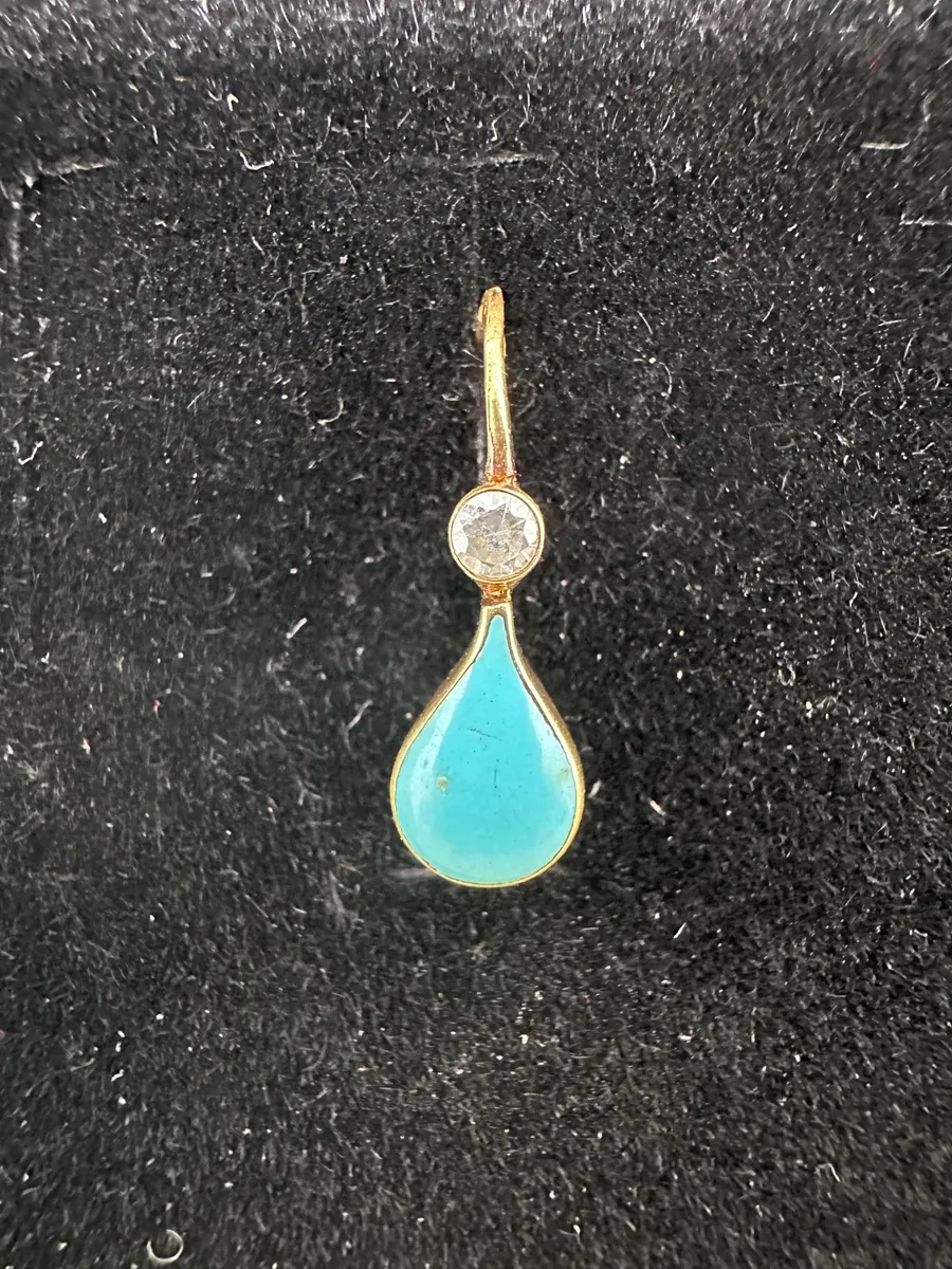 Vintage 14K Gold Turquoise Teardrop Earring