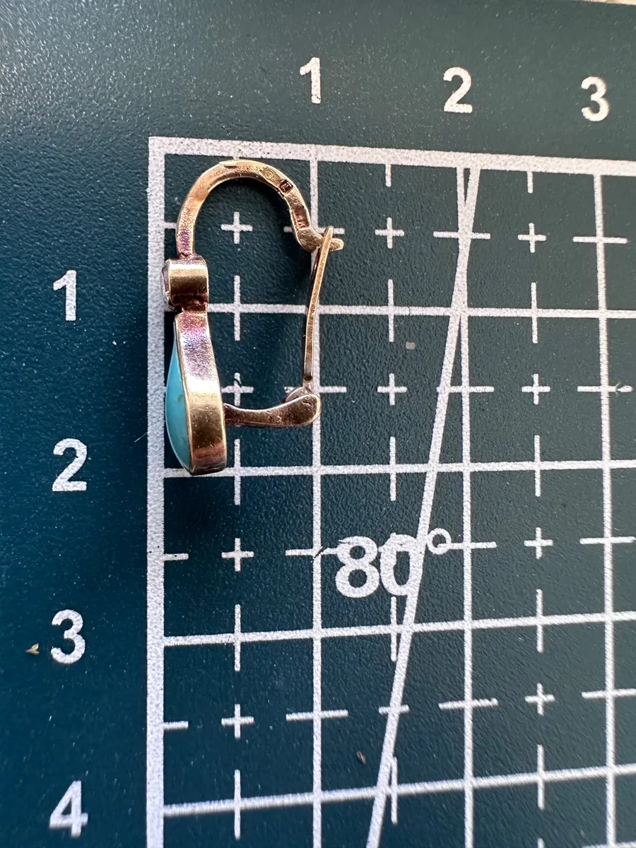 Vintage 14K Gold Turquoise Teardrop Earring 6