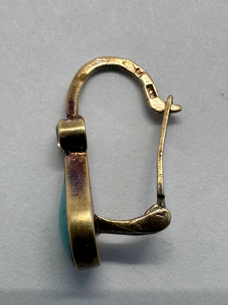 Vintage 14K Gold Turquoise Teardrop Earring 4