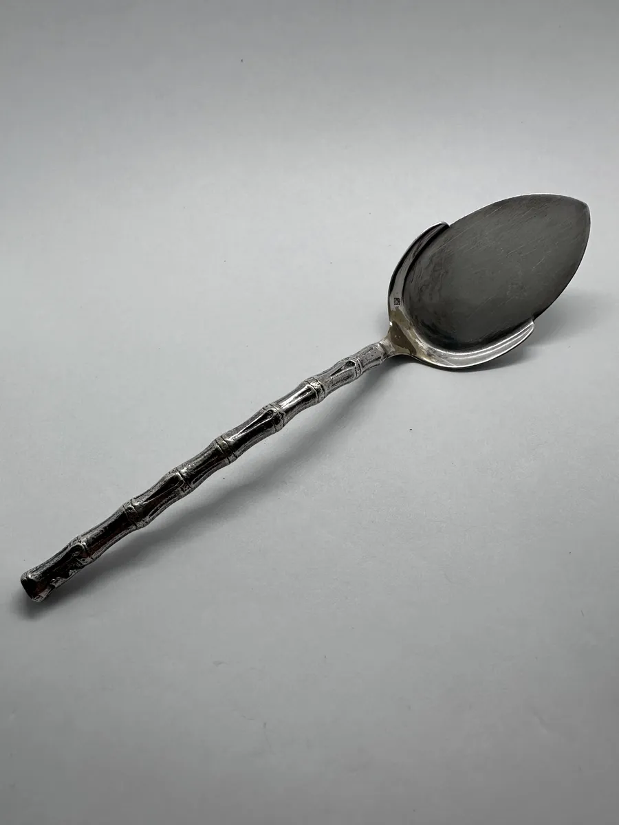 Antique Christofle Silverplate Bamboo Handle Server 4