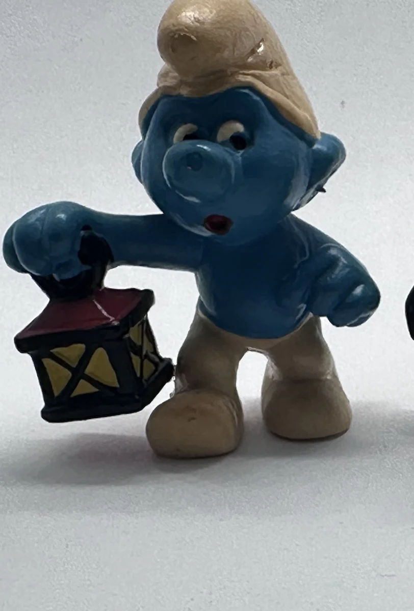 Vintage Schleich Lantern Smurf - Peyo W. Germany PVC Figure